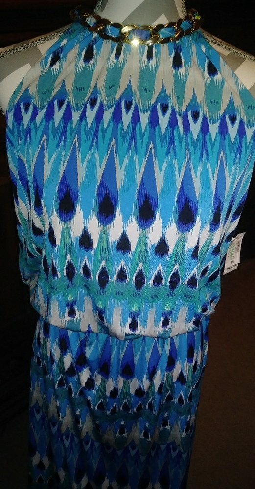 Long polyester blue dress